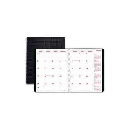 Rediform Rediform Duraflex Dated Monthly Planner 9-5/16in x 7-13/16in x 5/16in Black CB1200VBLK
